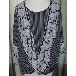 Catherine's size 22w / 24w poly pull over striped lace print plus size women's